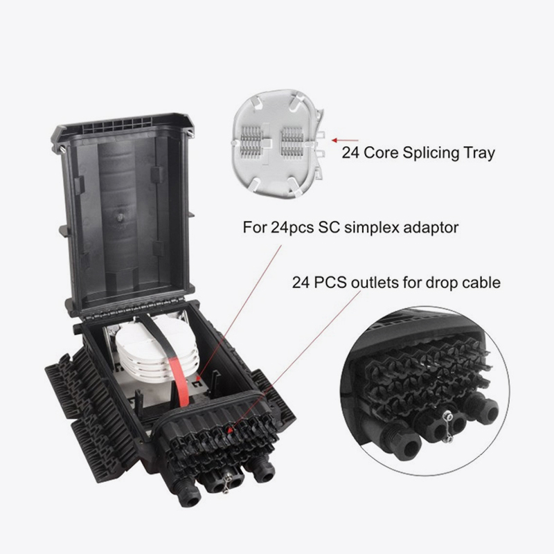 T6-088-B 96 Core Fiber Optic Splice Closure / 24 Core FTTH Box