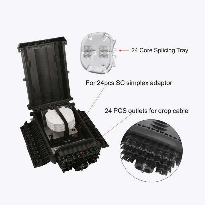 T6-088-D 96 CORE FIBER OPTIC SPLICE STLING / 24 CORE FTTH BOX